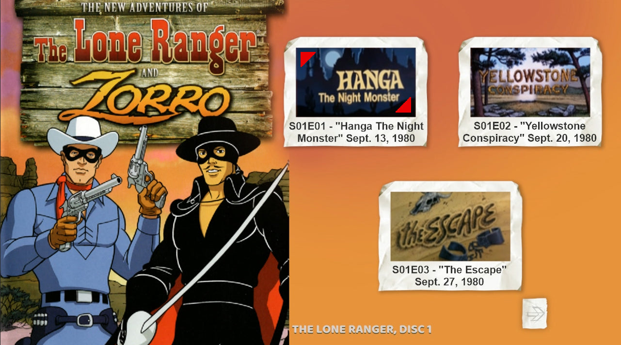 New Adventures of Lone Ranger and Zorro on Blu Ray 3 Disc Set